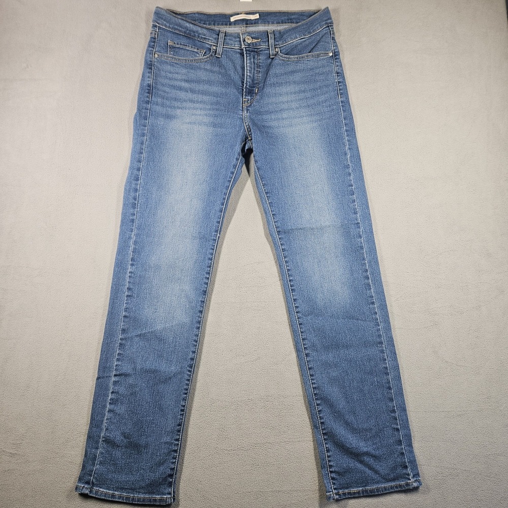 Levi's 314 Shaping Straight Jeans Women 30 Blue Mid Rise Stretch Denim Casual